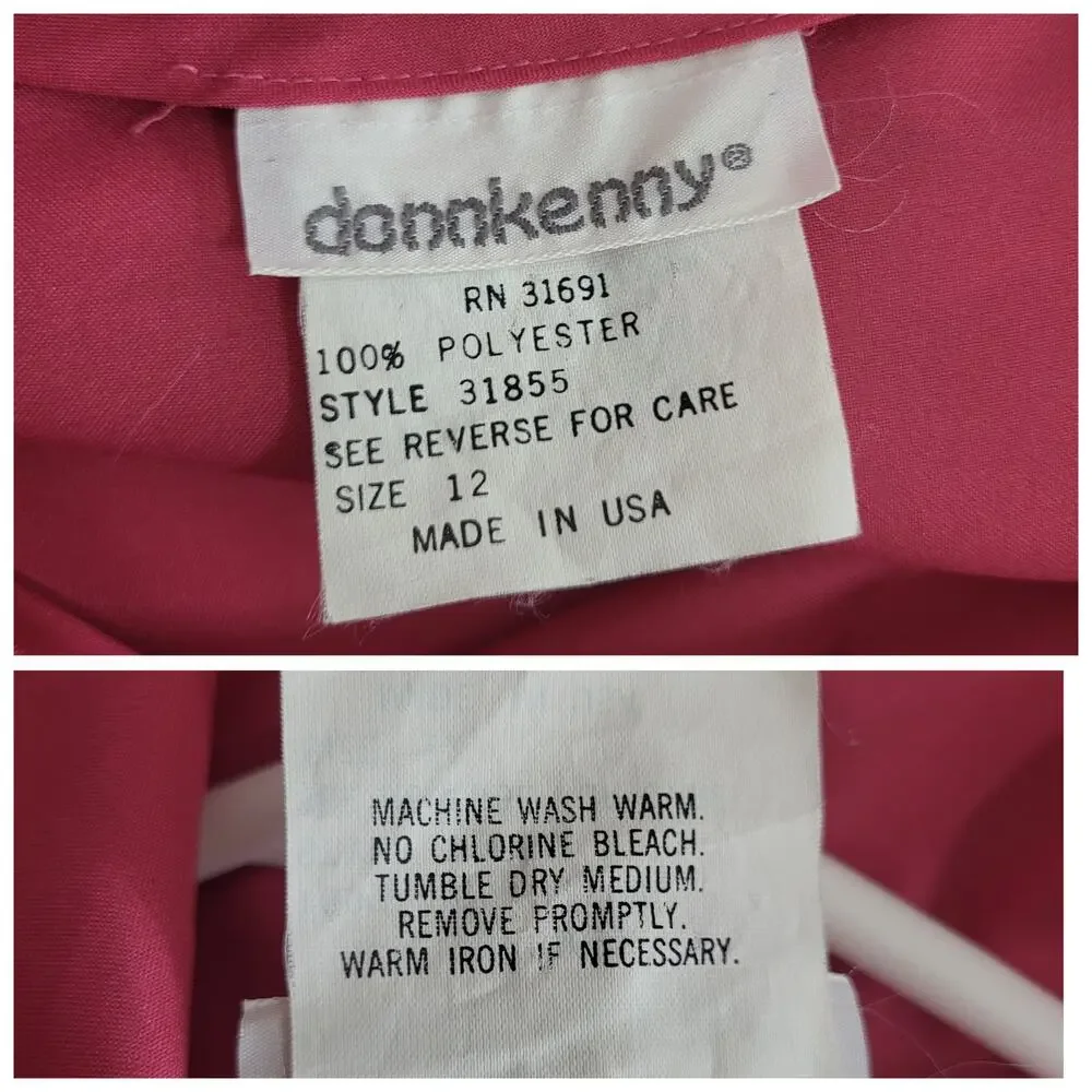 Vintage Blouse Donnkenny Women Size 10 / 12  Pink Bow neck office 80s 90s Office - Picture 3 of 11